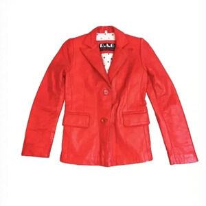 Women’s vintage 1980’s Decade Red  leather Whimsy goth  Jacket